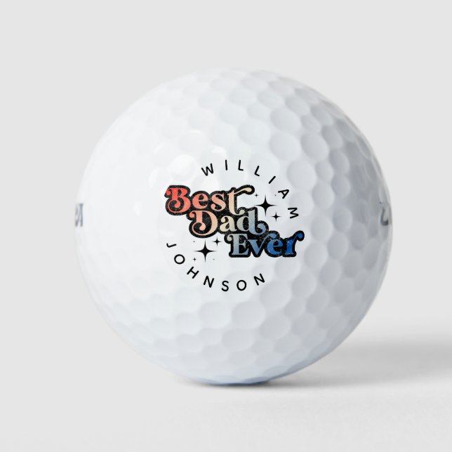 Balles De Golf Meilleur papa jamais Fête des pères Monogramme rét (Devant)