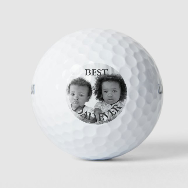 Balles De Golf Meilleur papa jamais noir et blanc photo (Devant)