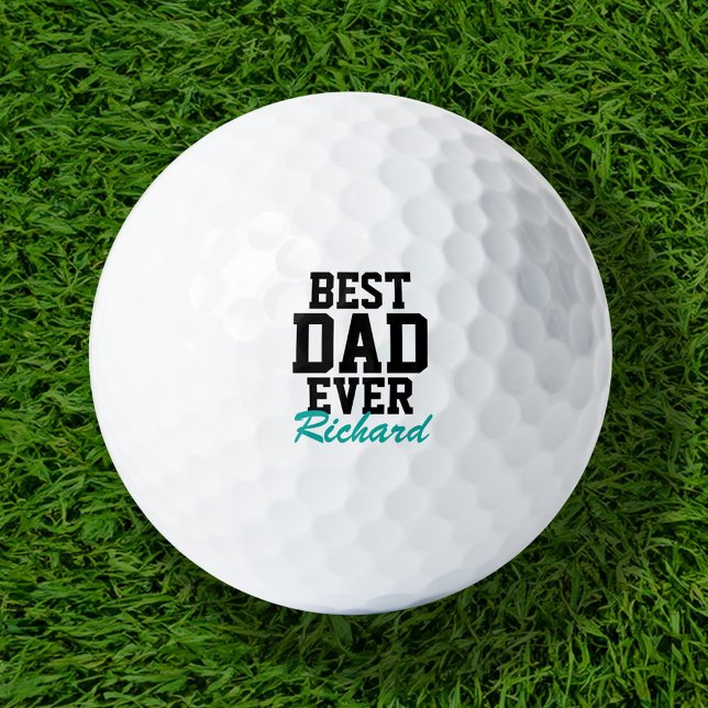 Balles De Golf Meilleur papa jamais Turquoise Fête des pères Mono (Créateur téléchargé)