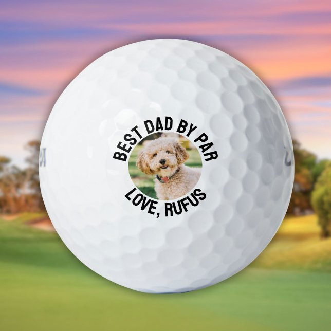 Balles De Golf Meilleur papa par Par Chien Photo (Best Dad By Par Dog Photo Golf Balls)