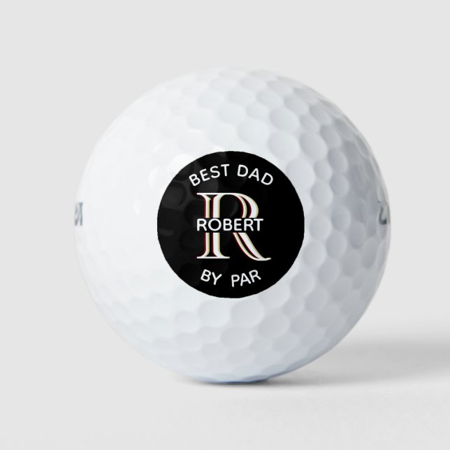 Balles De Golf Meilleur papa personnalisé Monogramme à trois couc (Devant)