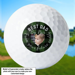 Balles De Golf Meilleur papa personnalisé photo de enfants plaid