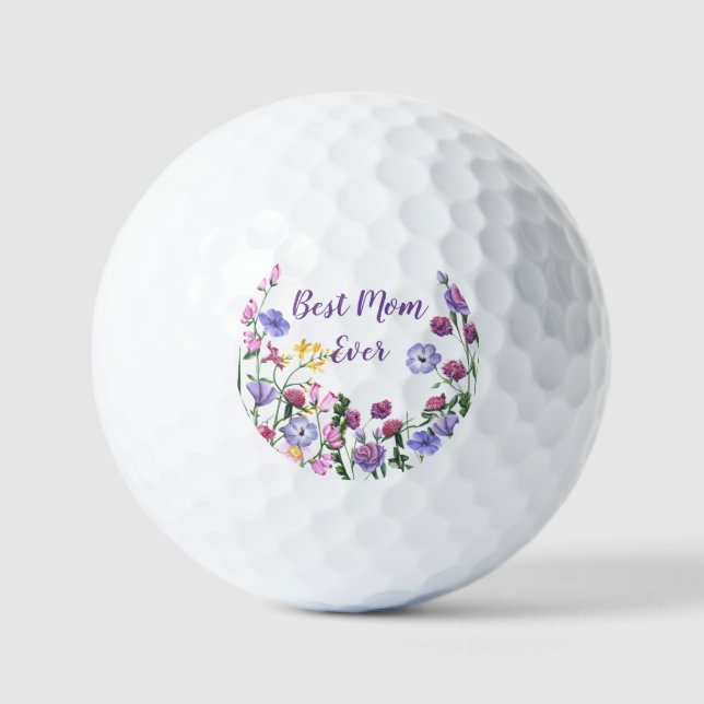 Balles De Golf Meilleure maman Citer jamais Fleurs de jardin d'ét (Recto)
