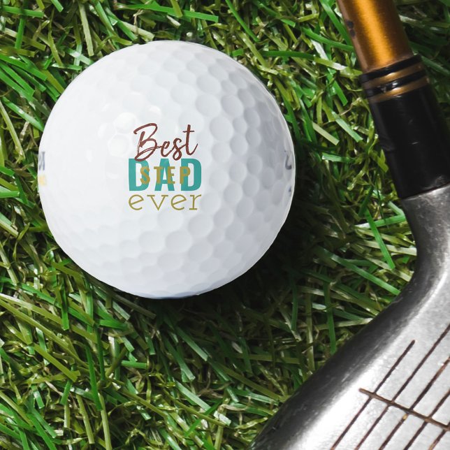 Balles De Golf Meilleure Stepdad jamais Turquoise Rouille Typogra (Créateur téléchargé)