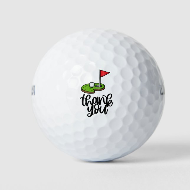 Balles De Golf Merci de golf avec texte et drapeau en vert (Devant)