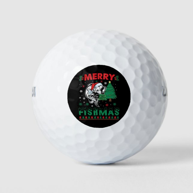Balles De Golf Merry Fishmas Pêche Papa Pêcheur Pêcheur Noël (Devant)