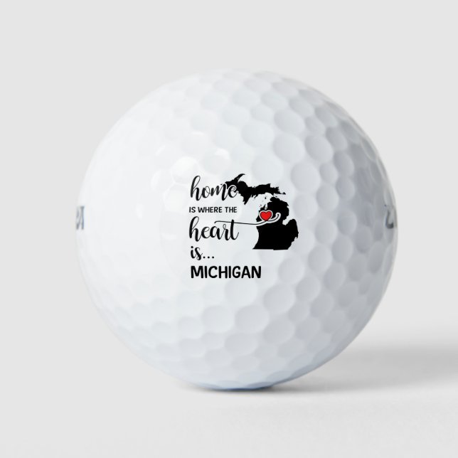 Balles De Golf Michigan home est le coeur (Devant)