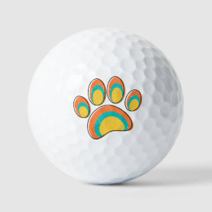 Balles De Golf Mid Century Art moderne Chien Empreintes de pattes