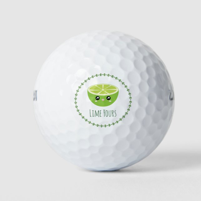 Balles De Golf Mignonne Kawaii Lime Votre Je suis Votre Pun Fruit (Devant)