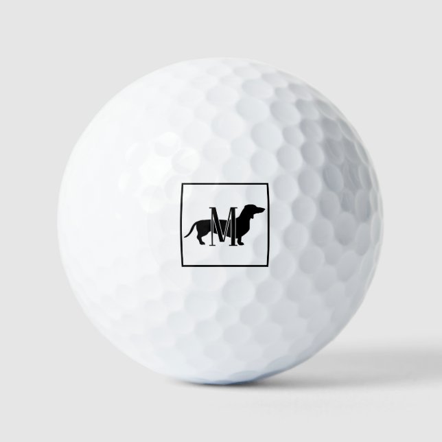 Balles De Golf Minimalist Initial Doxie Dachshund Black (Recto)