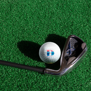 Balles De Golf Minimaliste monogrammé initial D corail bleu