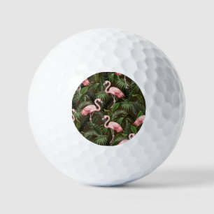 Balles De Golf Modèle de flamingo tropical : Feuilles Vintages