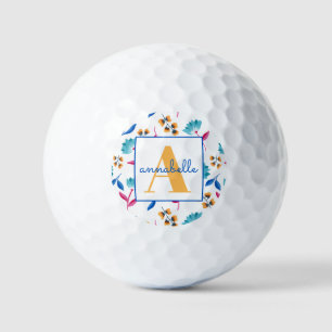 Balles De Golf Modèle floral d'art folklorique monogramme