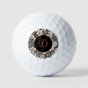 Balles De Golf Modèle floral noir et rouge japonais Personnalisé