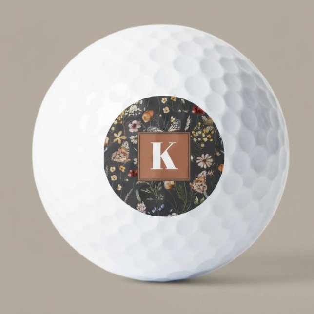 Balles De Golf Modern Floral Monogram (Créateur téléchargé)