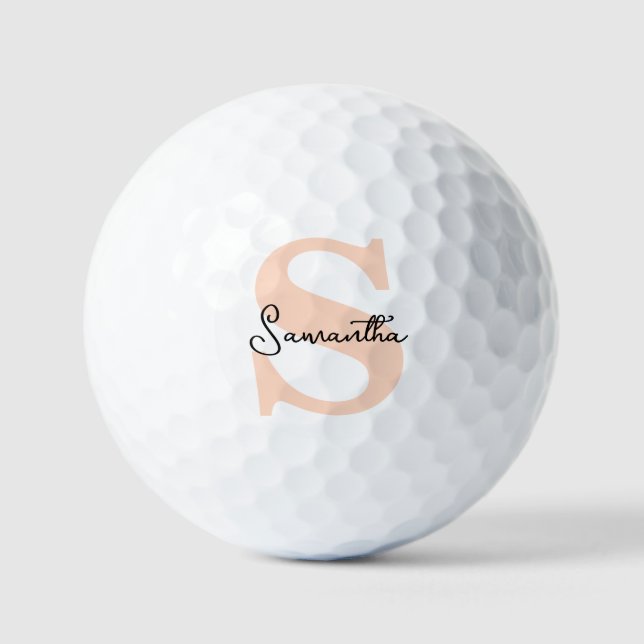Balles De Golf Moderne Elégant Personnalisé Monogramme rose initi (Recto)