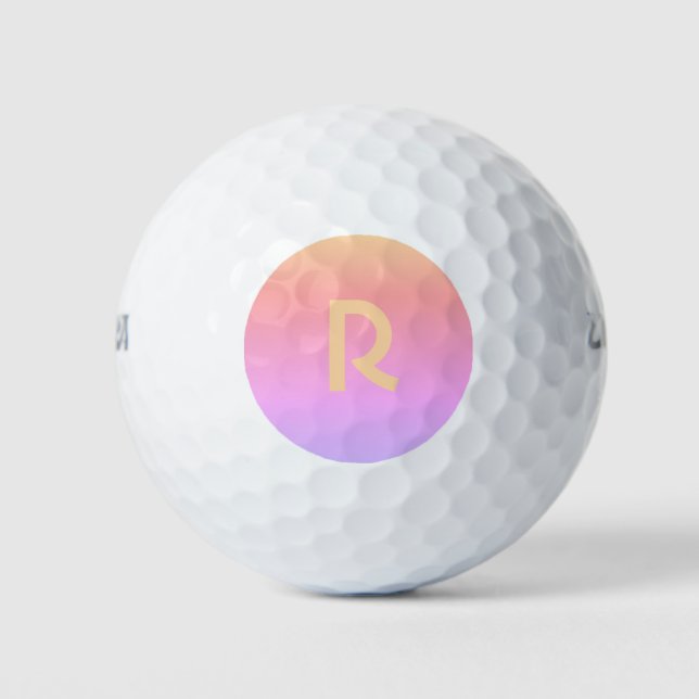 Balles De Golf Moderne Monogramme rose Lilac Peach (Devant)