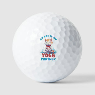 Balles De Golf Mon Chat Est Mon Partenaire De Yoga - Adorable Méd