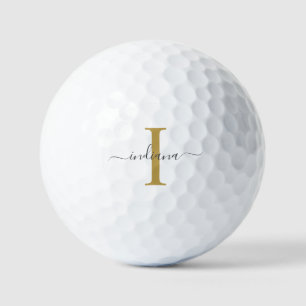 Balles De Golf Monogram Gold Grey Nom du script Modern Family Spo