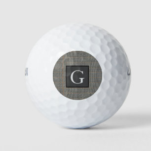 Balles De Golf Monogram Grey Tweed Groomsman Bestman Mariage Cade