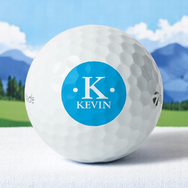 Balles De Golf Monogramme 1 lettre personnalisée bleu ciel (Créateur téléchargé)