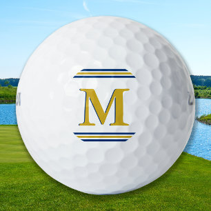 Balles De Golf Monogramme à trois bandes sur mesure Golfer Blue G