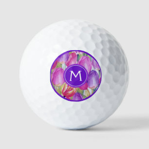 Balles De Golf Monogramme aquarelle FLORAL