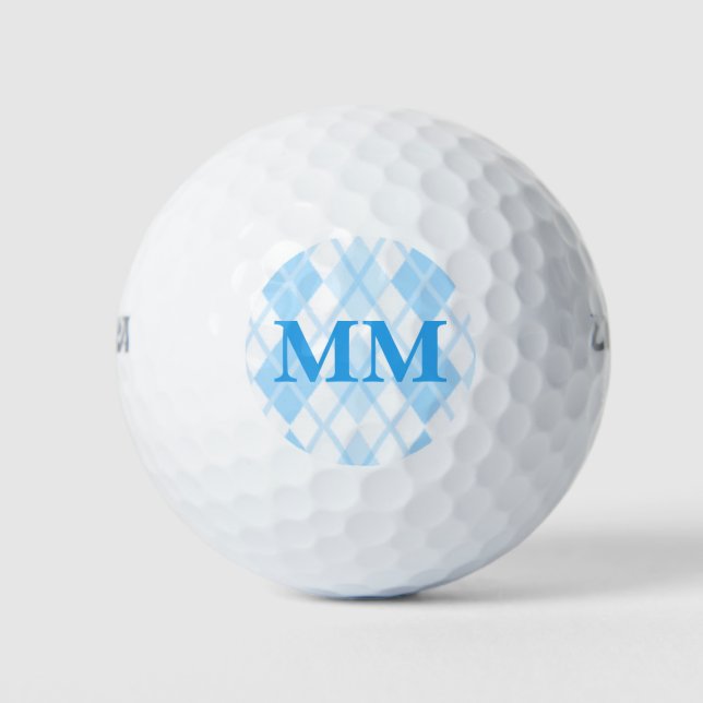 Balles De Golf Monogramme bleu initial (Devant)