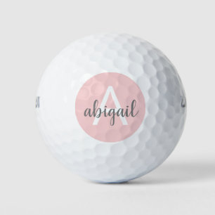 Balles De Golf Monogramme Blush Pink Ajoutez Votre Propre Nom