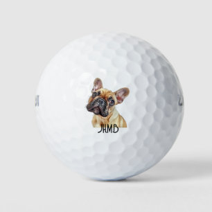 Balles De Golf Monogramme Chien Mignon Bouledogue Français Animal