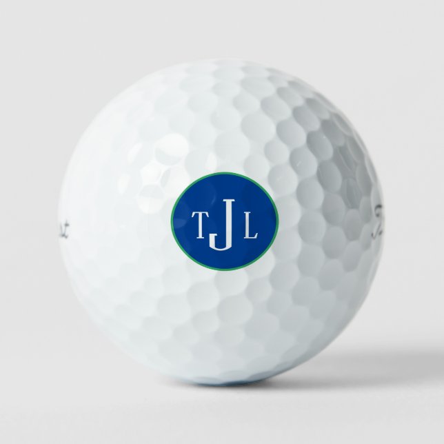Balles De Golf Monogramme classique personnalisé Marine (Recto)