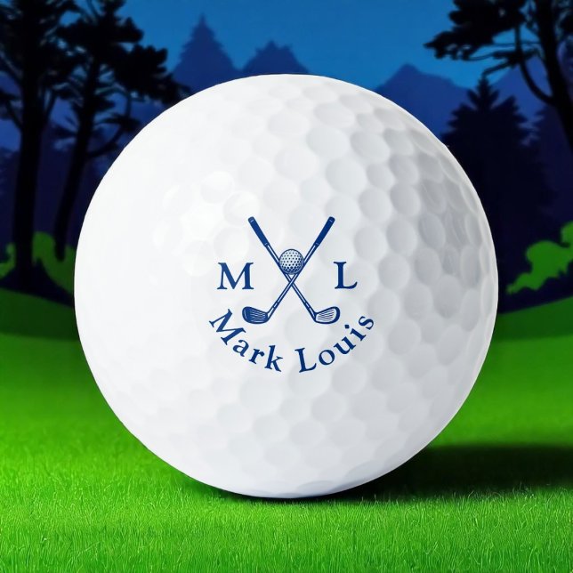 Balles De Golf Monogramme . clubs croisés bleus (Créateur téléchargé)