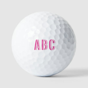 Balles De Golf Monogramme de 3 lettres en rose empilée