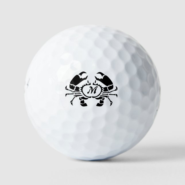 Balles De Golf Monogramme de crabe en forme de crayon noir (Devant)