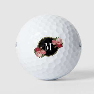 Balles De Golf Monogramme de fille Vintage Rustique classique Ros