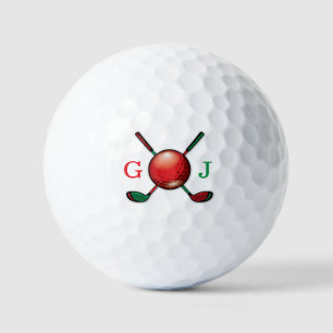Balles De Golf Monogramme de golf dans les couleurs de Noël Desig