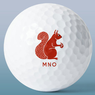 Balles De Golf Monogramme d'écureuil rouge personnalisé