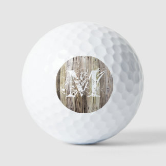 Balles De Golf Monogramme en bois rustique