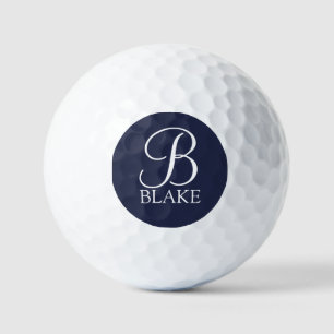 Balles De Golf Monogramme et nom de script personnalisé bleu mari