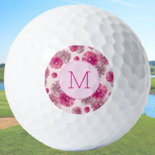 Balles De Golf Monogramme Feminale Rose Première femme