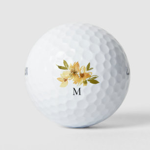 Balles De Golf Monogramme floral jaune