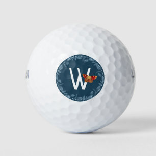 Balles De Golf Monogramme floral papillon