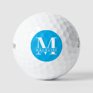 Balles De Golf Monogramme gras minimal avec nom Bleu ciel