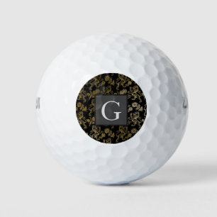 Balles De Golf Monogramme Groomsmen Best Man Black Gold Lion Dama