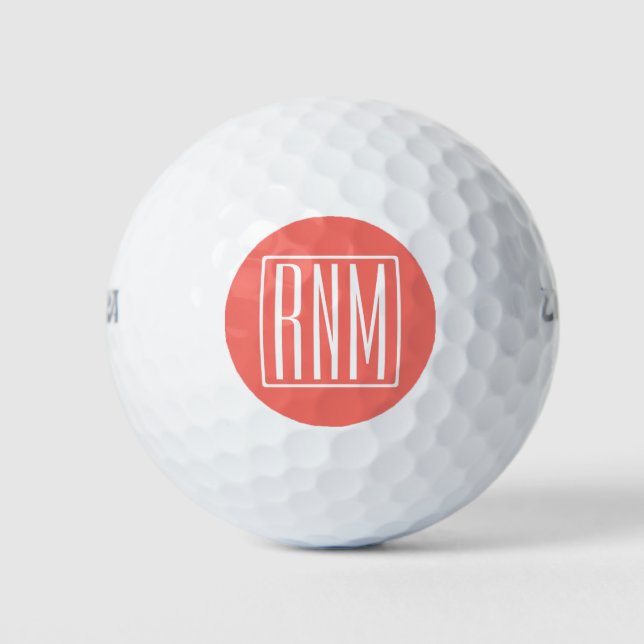 Balles De Golf Monogramme initial | Blanc Sur Le Corail (Devant)