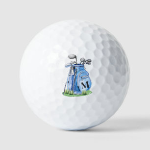 Balles De Golf Monogramme Initial Bleu