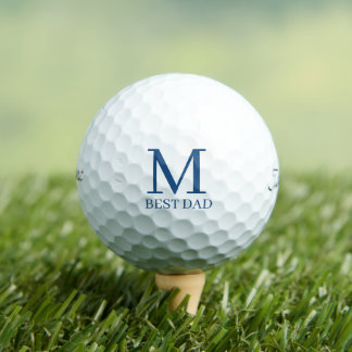 Balles De Golf Monogramme Initial BLEU MEILLEUR PÈRE