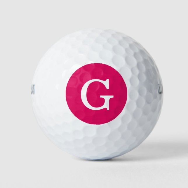 Balles De Golf Monogramme initial de framboise (Devant)