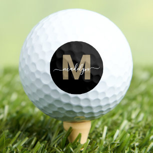 Balles De Golf Monogramme Initial Nom Personnalisé en Or