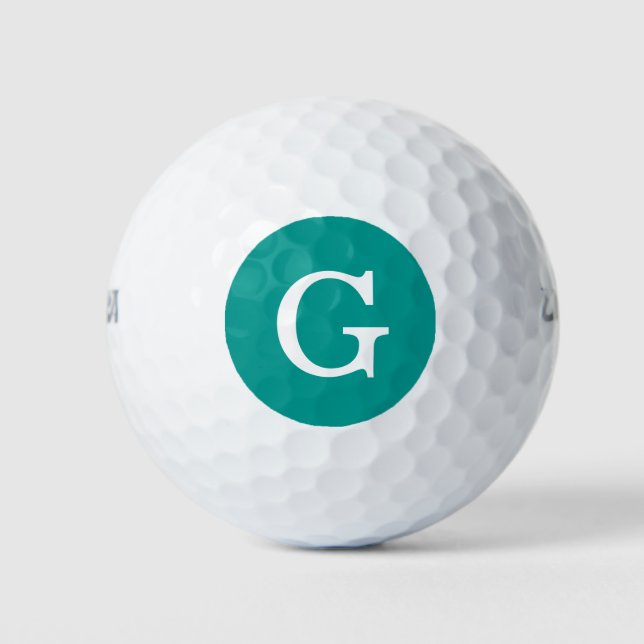 Balles De Golf Monogramme initial Turquoise foncé (Devant)